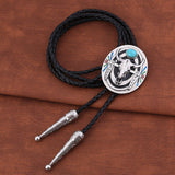 Maxbell Western Bolo Tie Leather Necktie Western Cowboy Trendy Alloy Adjustable Colorful