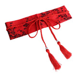 Maxbell Retro Style Women Satin Waist Belt Tied Waist Band for Girls Red