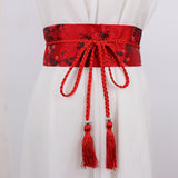 Maxbell Retro Style Women Satin Waist Belt Tied Waist Band for Girls Red