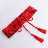 Maxbell Retro Style Women Satin Waist Belt Tied Waist Band for Girls Red