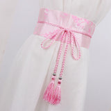 Maxbell Retro Style Women Satin Waist Belt Tied Waist Band for Girls Pink