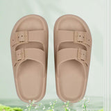 Maxbell Shower Slippers EVA Flat Sole Slippers Anti Slip for Indoor Outdoor Bathroom Khaki 37 to 38