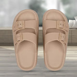 Maxbell Shower Slippers EVA Flat Sole Slippers Anti Slip for Indoor Outdoor Bathroom Khaki 37 to 38