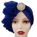 Maxbell Women African Turban Muslim Headscarf Hijab Head Wrap Headtie Headpiece Blue