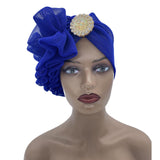 Maxbell Women African Turban Muslim Headscarf Hijab Head Wrap Headtie Headpiece Blue
