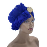Maxbell Women African Turban Muslim Headscarf Hijab Head Wrap Headtie Headpiece Blue