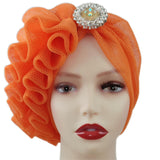 Maxbell Women African Turban Muslim Headscarf Hijab Head Wrap Headtie Headpiece Orange