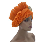 Maxbell Women African Turban Muslim Headscarf Hijab Head Wrap Headtie Headpiece Orange