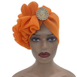 Maxbell Women African Turban Muslim Headscarf Hijab Head Wrap Headtie Headpiece Orange