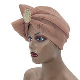 Maxbell Women African Turban Muslim Headscarf Hijab Head Wrap Headtie Headpiece Khaki