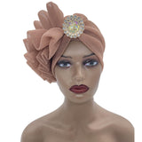 Maxbell Women African Turban Muslim Headscarf Hijab Head Wrap Headtie Headpiece Khaki