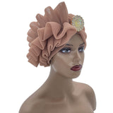 Maxbell Women African Turban Muslim Headscarf Hijab Head Wrap Headtie Headpiece Khaki