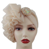 Maxbell Women African Turban Muslim Headscarf Hijab Head Wrap Headtie Headpiece Beige
