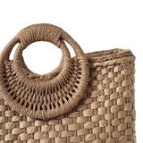 Maxbell Fashion Straw Shoulder Bag Handbag Vacation Travel Women Woven Bag Khaki