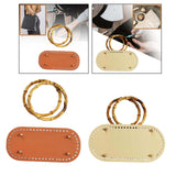 Maxbell DIY Crochet Bag Bottom with Bamboo Handles PU Leather Base with Holes Brown