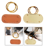 Maxbell DIY Crochet Bag Bottom with Bamboo Handles PU Leather Base with Holes Brown