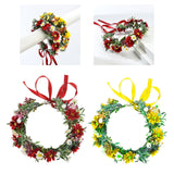 Maxbell Floral Crown Flower Headband Headpiece for Beach Wedding Holiday Red