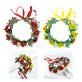 Maxbell Floral Crown Flower Headband Headpiece for Beach Wedding Holiday Red