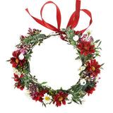 Maxbell Floral Crown Flower Headband Headpiece for Beach Wedding Holiday Red