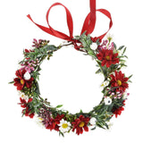 Maxbell Floral Crown Flower Headband Headpiece for Beach Wedding Holiday Red