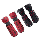 Maxbell PU Leather Cosplay Half Finger Gloves Arm Guard Bandage Medieval for Party Red