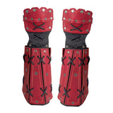 Maxbell PU Leather Cosplay Half Finger Gloves Arm Guard Bandage Medieval for Party Red