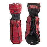 Maxbell PU Leather Cosplay Half Finger Gloves Arm Guard Bandage Medieval for Party Red