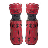 Maxbell PU Leather Cosplay Half Finger Gloves Arm Guard Bandage Medieval for Party Red