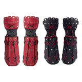 Maxbell PU Leather Cosplay Half Finger Gloves Arm Guard Bandage Medieval for Party Red