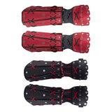 Maxbell PU Leather Cosplay Half Finger Gloves Arm Guard Bandage Medieval for Party Red