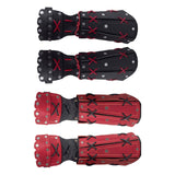 Maxbell PU Leather Cosplay Half Finger Gloves Arm Guard Bandage Medieval for Party Red