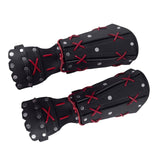 Maxbell PU Leather Cosplay Half Finger Gloves Arm Guard Bandage Medieval for Party Black