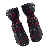 Maxbell PU Leather Cosplay Half Finger Gloves Arm Guard Bandage Medieval for Party Black