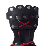 Maxbell PU Leather Cosplay Half Finger Gloves Arm Guard Bandage Medieval for Party Black
