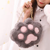 Maxbell Claw Chain Shoulder Bag Plush Cartoon Fashion Messenger for Mobile Phone Gray