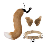 Maxbell 4Pcs Plush Fox Ears and Tail Set Faux Fur Long Tails Party Costume Kits Brown