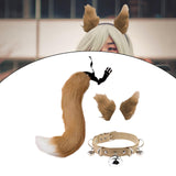 Maxbell 4Pcs Plush Fox Ears and Tail Set Faux Fur Long Tails Party Costume Kits Brown