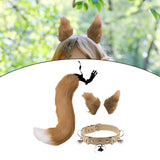 Maxbell 4Pcs Plush Fox Ears and Tail Set Faux Fur Long Tails Party Costume Kits Brown