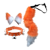 Maxbell 4Pcs Plush Fox Ears and Tail Set Faux Fur Long Tails Party Costume Kits Orange