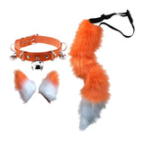 Maxbell 4Pcs Plush Fox Ears and Tail Set Faux Fur Long Tails Party Costume Kits Orange