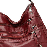Maxbell Women Leather Shoulder Bag Vacation Casual Travel Bag Multi Layer Lady Red
