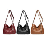 Maxbell Women Leather Shoulder Bag Vacation Casual Travel Bag Multi Layer Lady Red