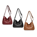 Maxbell Women Leather Shoulder Bag Vacation Casual Travel Bag Multi Layer Lady Red