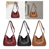 Maxbell Women Leather Shoulder Bag Vacation Casual Travel Bag Multi Layer Lady Red