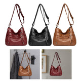 Maxbell Women Leather Shoulder Bag Vacation Casual Travel Bag Multi Layer Lady Red