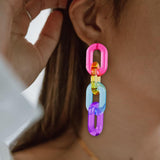 Maxbell Funky Rainbow Chain Dangle Earrings Candy Statement Jewelry for Women