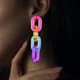 Maxbell Funky Rainbow Chain Dangle Earrings Candy Statement Jewelry for Women