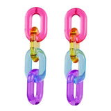 Maxbell Funky Rainbow Chain Dangle Earrings Candy Statement Jewelry for Women