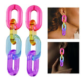 Maxbell Funky Rainbow Chain Dangle Earrings Candy Statement Jewelry for Women