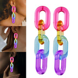 Maxbell Funky Rainbow Chain Dangle Earrings Candy Statement Jewelry for Women